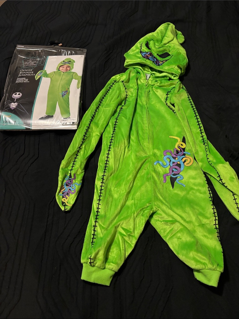 Disney Bright Green Hooded Oogie Boogie-Style Kids Costume